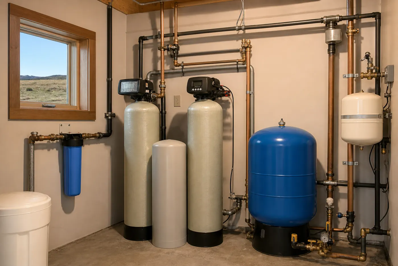 Residential water quality testing supplies on a kitchen counter